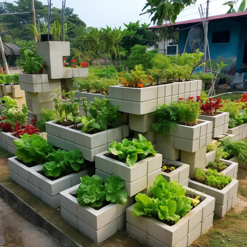 Horta com Blocos de Concreto: Como Cultivar Vegetais de Forma Sustentável! horta-com-blocos-de-concreto04