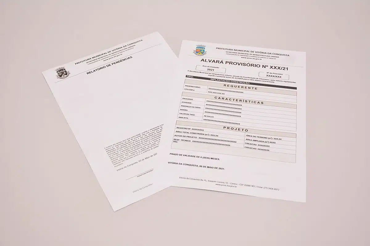 Imagem do alvará de construção.