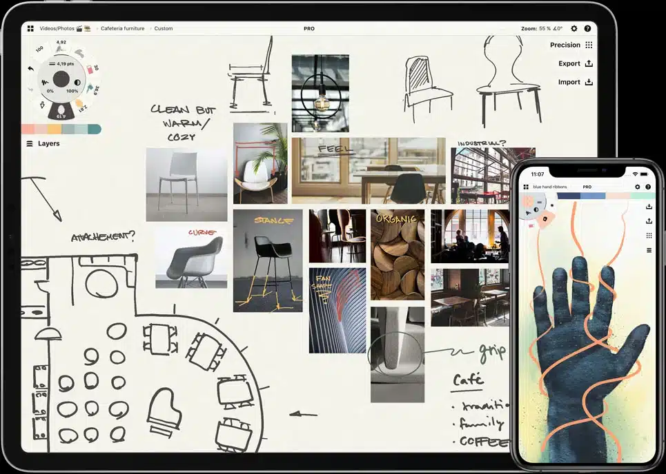 Tela do aplicativo Concepts disponível na App Store.