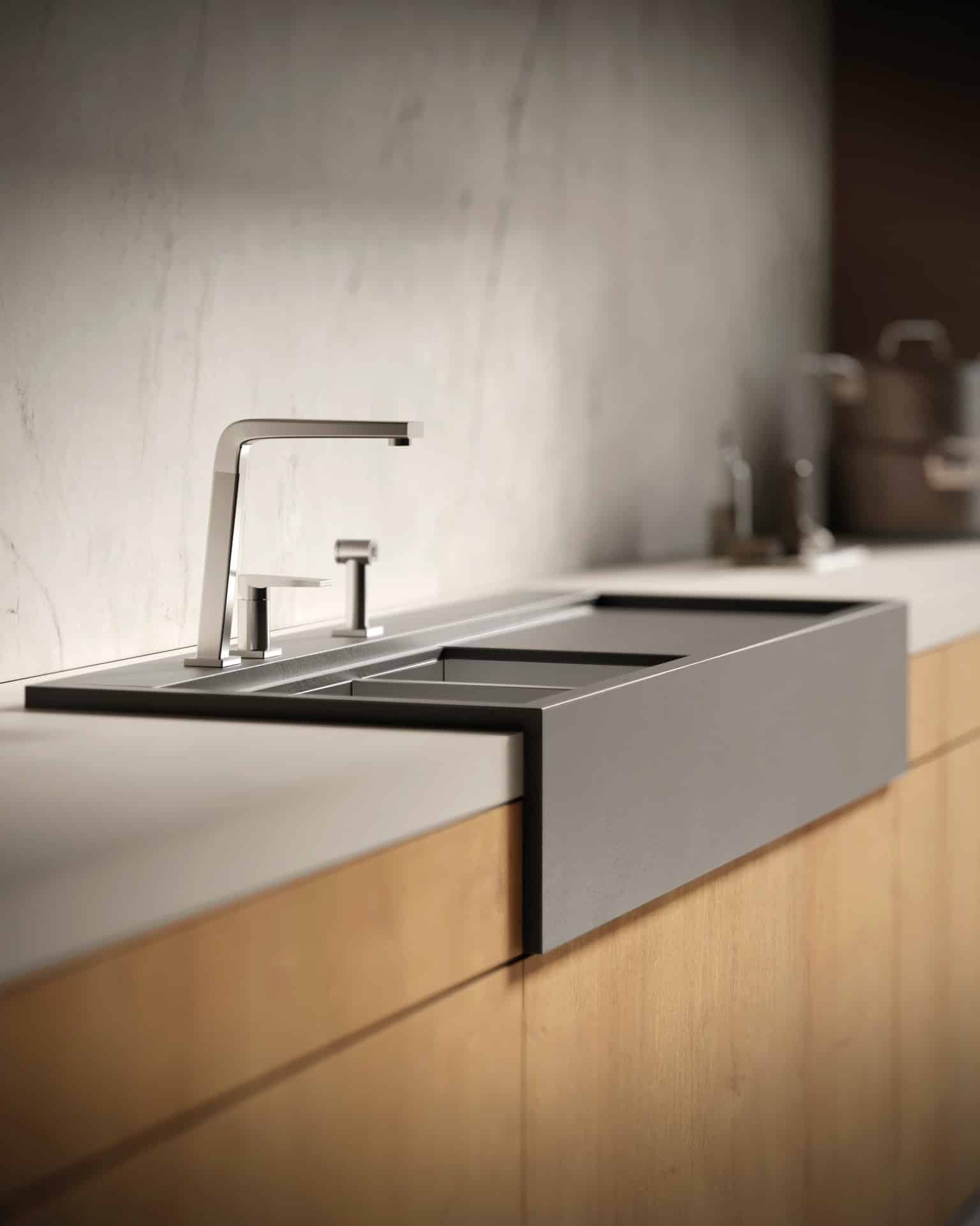 As bancadas da biblioteca de soluções DOMATECA valorizam a área molhada (Projeto: Portobello)