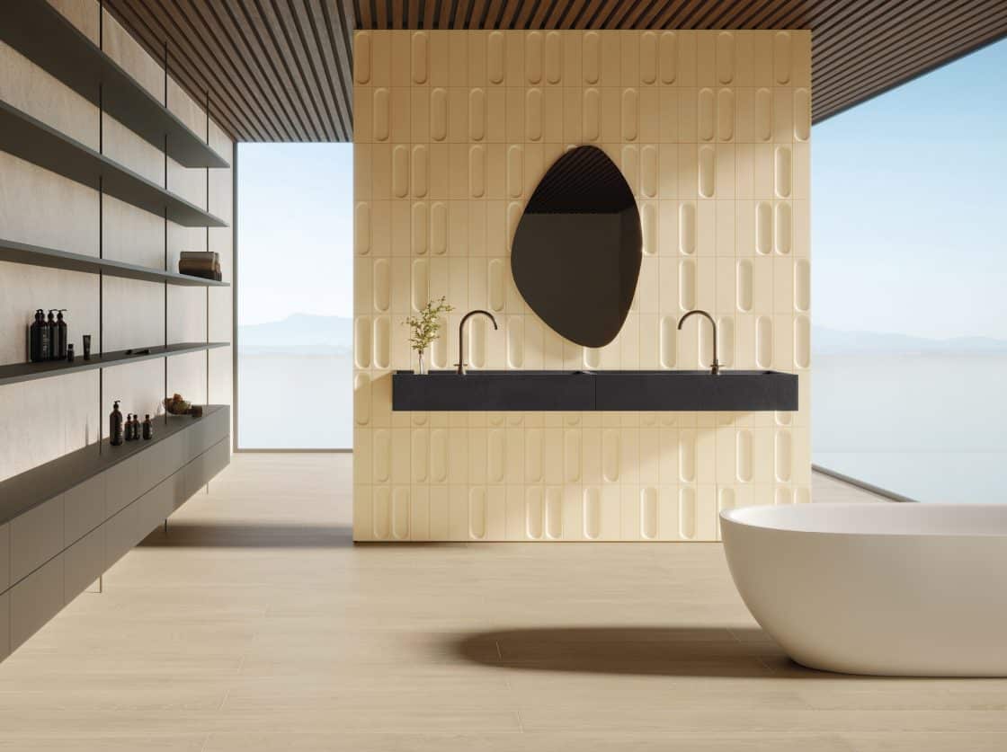 O porcelanato traz a beleza da madeira com os benefícios do revestimento cerâmico (Projeto: Portobello)