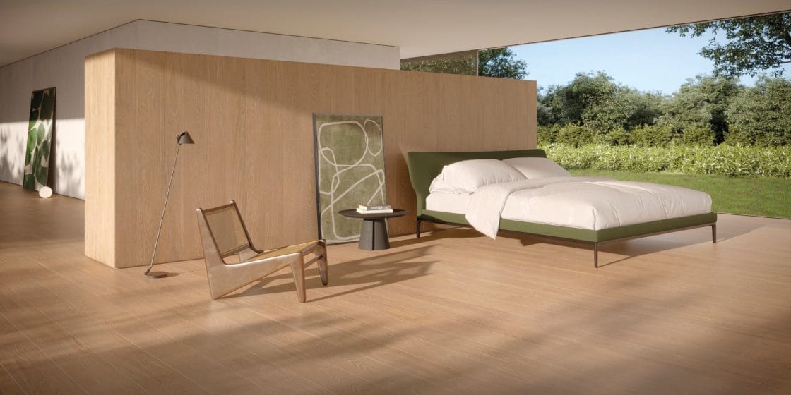 A madeira é ideal para dar a sensação de aconchego típica de um quarto (Projeto: Portobello S.A.)