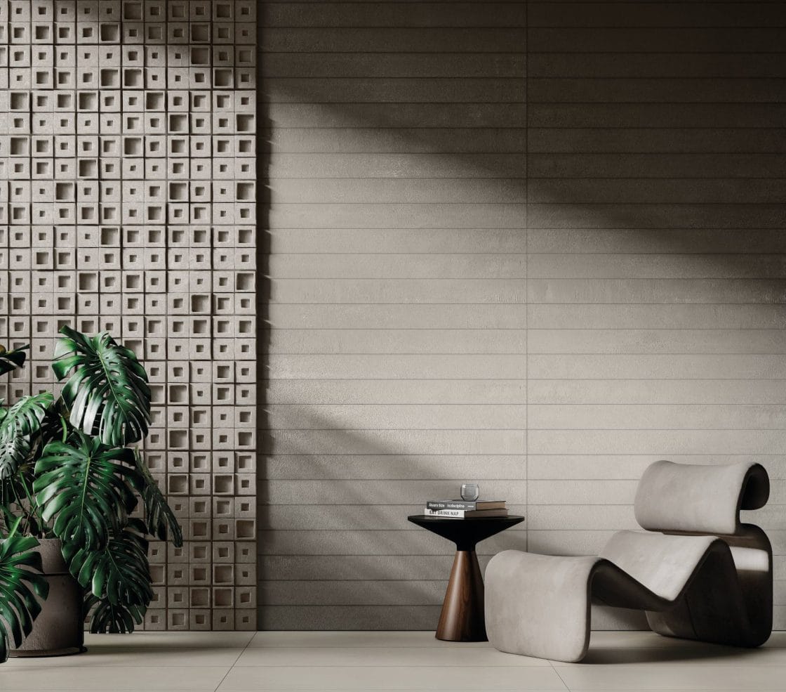 Texturas servem como elemento decorativo na sala (Projeto: Portobello)