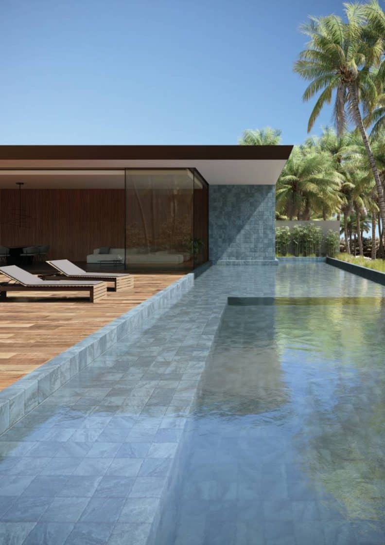 Malibu Lake dá um toque de pedras naturais para a piscina (Projeto: Portobello)