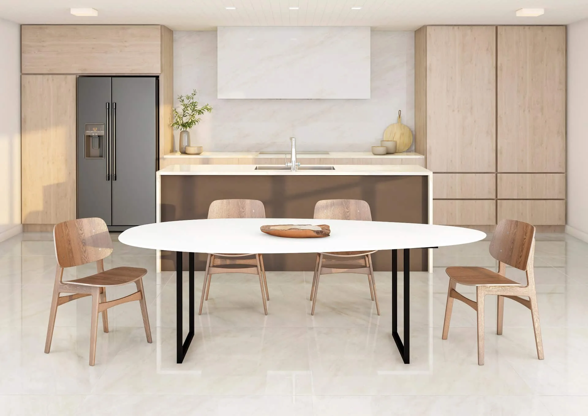 Mesa de porcelanato é a união de elegância e durabilidade de um móvel (Projeto: Portobello)