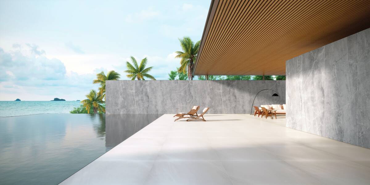 Aspecto de mármore torna área externa mais elegante (Projeto: Portobello)