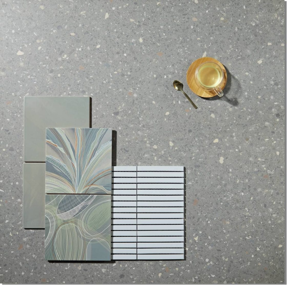 Moodboard revela as possibilidades de combinação entre diferentes revestimentos com o porcelanato natural (Projeto: Portobello)