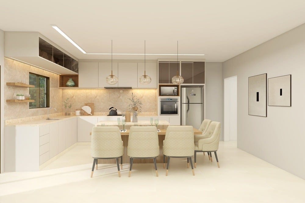 Imagem de uma cozinha em formato ilha.