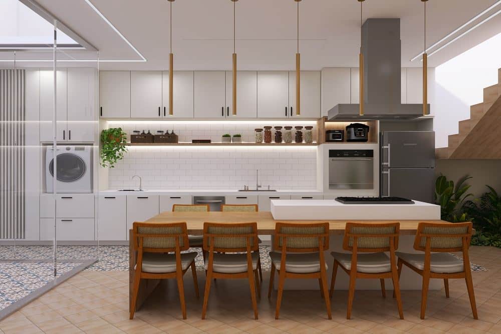 Imagem de uma cozinha americana mostrando como fazer essa integração.