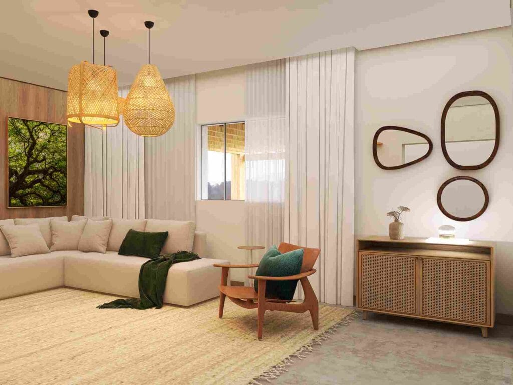 Espelhos de formatos diferentes na decoração