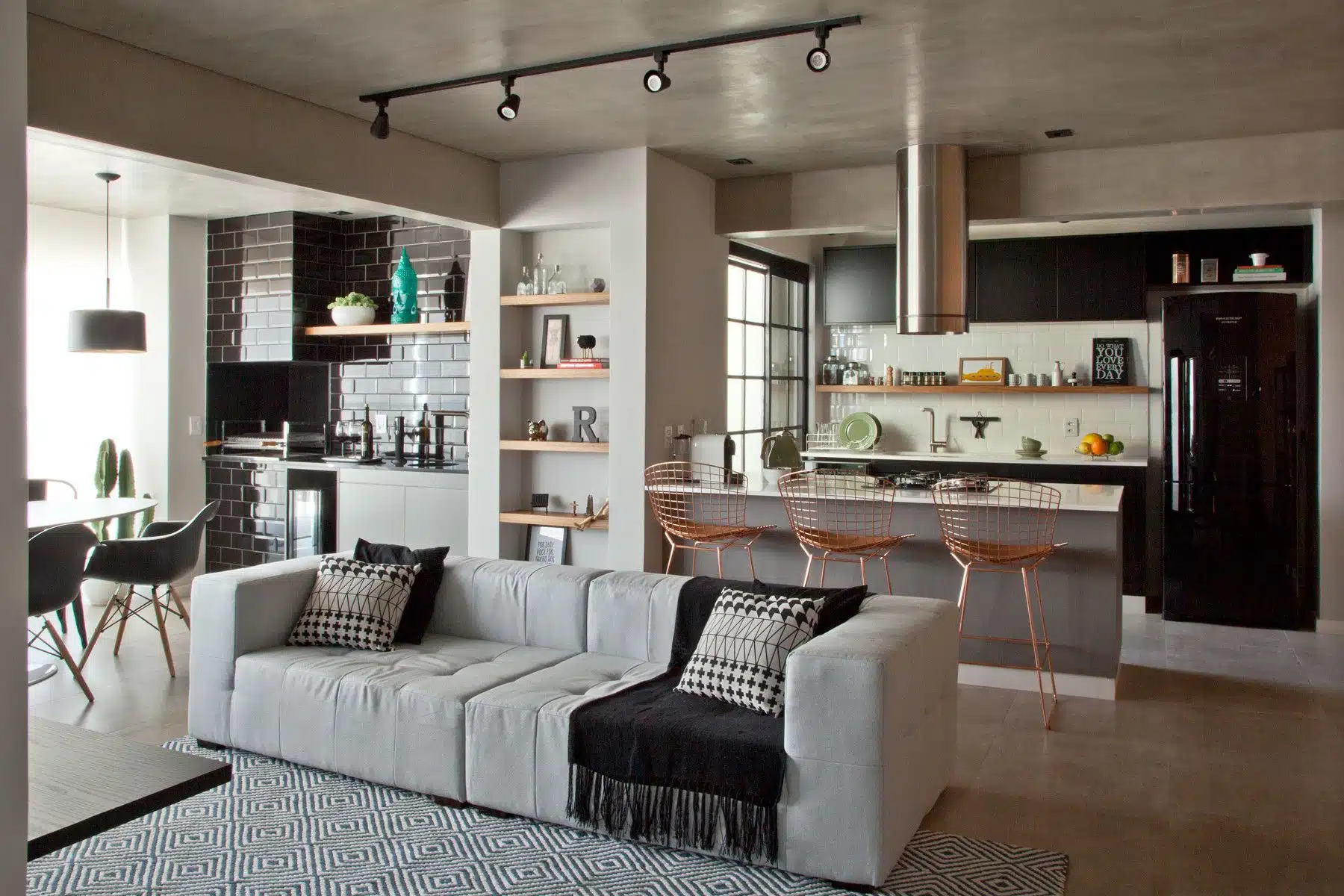 Sala e cozinha conjugadas, cores